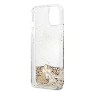 Dėklas Guess hardcase Glitter Charms iPhone 13 mini auksinis GUHCP13SGLHFLGO 6