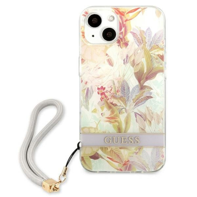 Dėklas Guess Flower Strap GUHCP13SHFLSU iPhone 13 mini Purpurinis 2 Dėklas Guess Flower Strap GUHCP13SHFLSU iPhone 13 mini Purpurinis 2