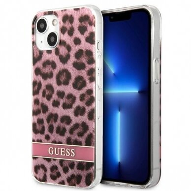 Dėklas Guess Leopard GUHCP13SHSLEOP iPhone 13 mini Rožinis Dėklas Guess Leopard GUHCP13SHSLEOP iPhone 13 mini Rožinis