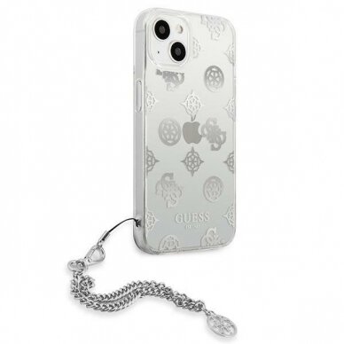 Originalus Guess dėklas GUHCP13SKSPESI iPhone 13 mini 5,4 Sidabrinis Peony Chain Collection 3 Originalus Guess dėklas GUHCP13SKSPESI iPhone 13 mini 5,4 Sidabrinis Peony Chain Collection 3