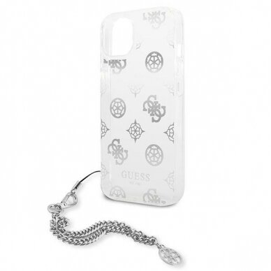 Originalus Guess dėklas GUHCP13SKSPESI iPhone 13 mini 5,4 Sidabrinis Peony Chain Collection 5 Originalus Guess dėklas GUHCP13SKSPESI iPhone 13 mini 5,4 Sidabrinis Peony Chain Collection 5