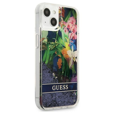 Dėklas Guess Flower Liquid Glitter GUHCP13SLFLSB iPhone 13 mini Mėlynas 1 Dėklas Guess Flower Liquid Glitter GUHCP13SLFLSB iPhone 13 mini Mėlynas 1