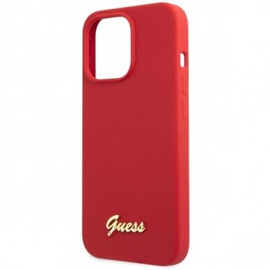 Dėklas Guess Silicone Vintage Gold Logo GUHCP13XLSLMGRE iPhone 13 Pro Max Raudonas 5