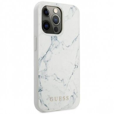 Originalus Guess dėklas GUHCP13XPCUMAWH iPhone 13 Pro Max 6,7" Baltas Marble 3