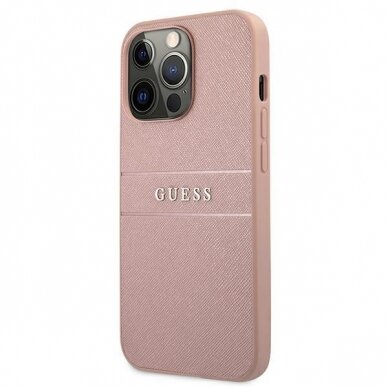 Originalus Guess dėklas GUHCP13XPSASBPI iPhone 13 Pro Max 6,7" Rožinis Saffiano Stripe 1