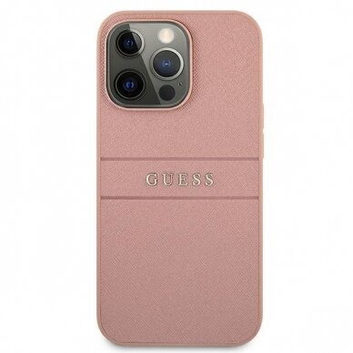 Originalus Guess dėklas GUHCP13XPSASBPI iPhone 13 Pro Max 6,7" Rožinis Saffiano Stripe 2