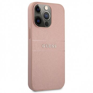 Originalus Guess dėklas GUHCP13XPSASBPI iPhone 13 Pro Max 6,7" Rožinis Saffiano Stripe 3