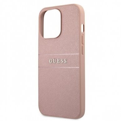 Originalus Guess dėklas GUHCP13XPSASBPI iPhone 13 Pro Max 6,7" Rožinis Saffiano Stripe 5