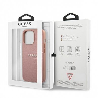Originalus Guess dėklas GUHCP13XPSASBPI iPhone 13 Pro Max 6,7" Rožinis Saffiano Stripe 7