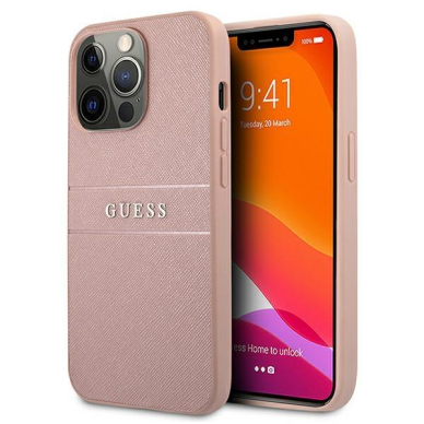 Originalus Guess dėklas GUHCP13XPSASBPI iPhone 13 Pro Max 6,7" Rožinis Saffiano Stripe Originalus Guess dėklas GUHCP13XPSASBPI iPhone 13 Pro Max 6,7" Rožinis Saffiano Stripe