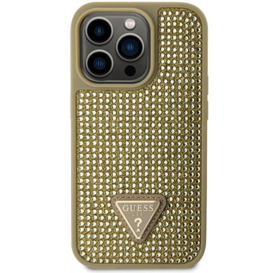 Dėklas Guess Rhinestone Triangle GUHCP14LHDGTPD iPhone 14 Pro Auksinis 2 Dėklas Guess Rhinestone Triangle GUHCP14LHDGTPD iPhone 14 Pro Auksinis 2
