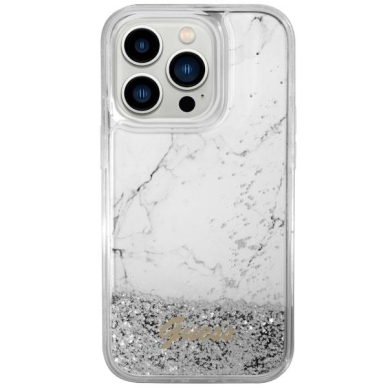 Dėklas Guess Liquid Glitter Marble GUHCP14LLCSGSGH iPhone 14 Pro Baltas 2 Dėklas Guess Liquid Glitter Marble GUHCP14LLCSGSGH iPhone 14 Pro Baltas 2