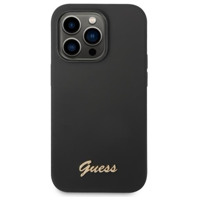 Dėklas Guess Silicone Vintage Gold Logo GUHCP14XSLSMK iPhone 14 Pro Max Juodas 2