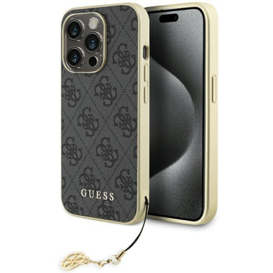 Originalus dėklas Guess GUHCP15LGF4GGR iPhone 15 Pro 6.1 pilkos spalvos/pilkos spalvos hardcase 4G Charms Collection Originalus dėklas Guess GUHCP15LGF4GGR iPhone 15 Pro 6.1 pilkos spalvos/pilkos spalvos hardcase 4G Charms Collection