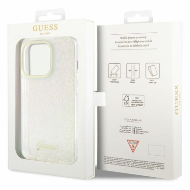 Originalus dėklas Guess GUHCP15LHDECMP iPhone 15 Pro 6.1  rožinis/rožinis hardcase IML Faceted Mirror Disco Iridescent 7