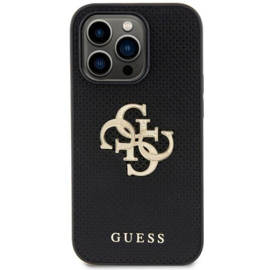 Originalus dėklas Guess GUHCP15LPSP4LGK iPhone 15 Pro 6.1 Juodas hardcase Leather Perforated 4G Glitter Logo 2 Originalus dėklas Guess GUHCP15LPSP4LGK iPhone 15 Pro 6.1 Juodas hardcase Leather Perforated 4G Glitter Logo 2
