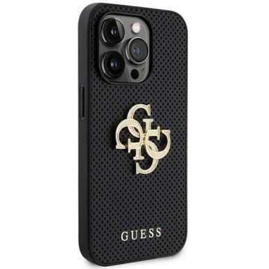 Originalus dėklas Guess GUHCP15LPSP4LGK iPhone 15 Pro 6.1 Juodas hardcase Leather Perforated 4G Glitter Logo 3 Originalus dėklas Guess GUHCP15LPSP4LGK iPhone 15 Pro 6.1 Juodas hardcase Leather Perforated 4G Glitter Logo 3