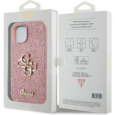 Originalus dėklas Guess GUHCP15MHG4SGP iPhone 15 Plus 6.7 rožinis/rožinis hardcase Glitter Script Big 4G 7 Originalus dėklas Guess GUHCP15MHG4SGP iPhone 15 Plus 6.7 rožinis/rožinis hardcase Glitter Script Big 4G 7