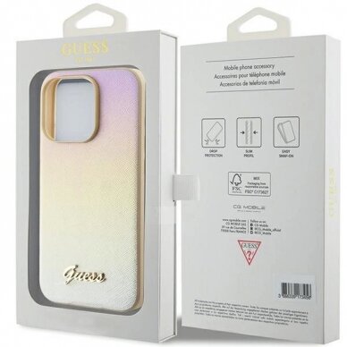 Originalus Guess dėklas GUHCP15XPSAIRSD iPhone 15 Pro Max 6.7" Auksinis/Auksinis hardcase Saffiano Iridescent Script 7 Originalus Guess dėklas GUHCP15XPSAIRSD iPhone 15 Pro Max 6.7" Auksinis/Auksinis hardcase Saffiano Iridescent Script 7