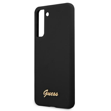 Originalus Guess dėklas GUHCS21MLSLMGBK S21+ G996 juodas Silicone Script Metal Logo 5