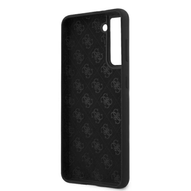 Originalus Guess dėklas GUHCS21MLSLMGBK S21+ G996 juodas Silicone Script Metal Logo 6
