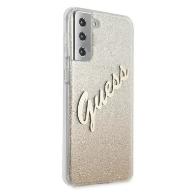Originalus Guess dėklas GUHCS21MPCUGLSGO samsung S21+ G996 auksinis Glitter Gradient Script 3