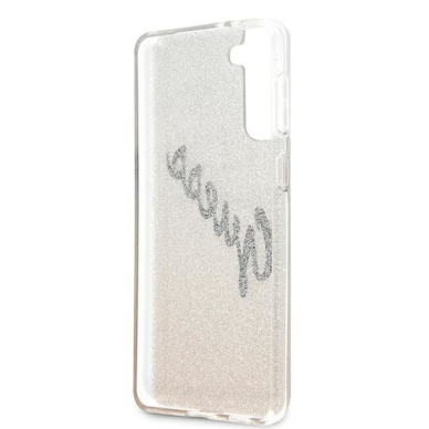 Originalus Guess dėklas GUHCS21MPCUGLSGO samsung S21+ G996 auksinis Glitter Gradient Script 6