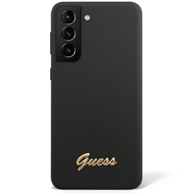 Dėklas Guess GUHCS23MSLSMK S23+ S916 Juodas/Juodas hardcase Silicone Vintage Auksinis Logo