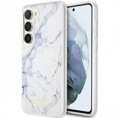 Dėklas Guess Marble GUHCS23SPCUMAH Samsung Galaxy S23 S911 Baltas Dėklas Guess Marble GUHCS23SPCUMAH Samsung Galaxy S23 S911 Baltas