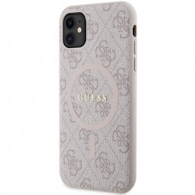 Originalus Guess dėklas GUHMN61G4GFRP iPhone 11 6.1" / Xr Rožinis/Rožinis hardcase 4G Collection Leather Metal Logo MagSafe 1 Originalus Guess dėklas GUHMN61G4GFRP iPhone 11 6.1" / Xr Rožinis/Rožinis hardcase 4G Collection Leather Metal Logo MagSafe 1