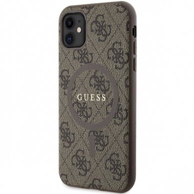 Originalus Guess dėklas GUHMN61G4GFRW iPhone 11 6.1" / Xr Rudas/Rudas hardcase 4G Collection Leather Metal Logo MagSafe 1 Originalus Guess dėklas GUHMN61G4GFRW iPhone 11 6.1" / Xr Rudas/Rudas hardcase 4G Collection Leather Metal Logo MagSafe 1