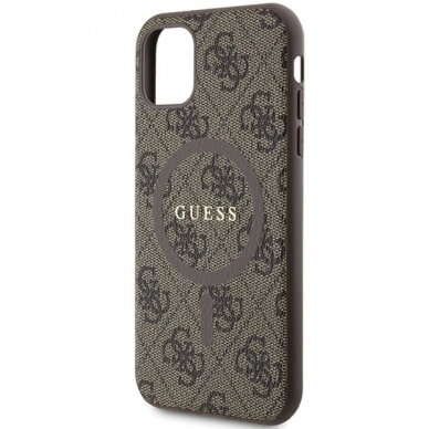 Originalus Guess dėklas GUHMN61G4GFRW iPhone 11 6.1" / Xr Rudas/Rudas hardcase 4G Collection Leather Metal Logo MagSafe 5 Originalus Guess dėklas GUHMN61G4GFRW iPhone 11 6.1" / Xr Rudas/Rudas hardcase 4G Collection Leather Metal Logo MagSafe 5