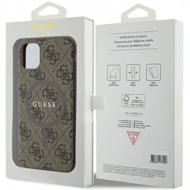 Originalus Guess dėklas GUHMN61G4GFRW iPhone 11 6.1" / Xr Rudas/Rudas hardcase 4G Collection Leather Metal Logo MagSafe 7 Originalus Guess dėklas GUHMN61G4GFRW iPhone 11 6.1" / Xr Rudas/Rudas hardcase 4G Collection Leather Metal Logo MagSafe 7