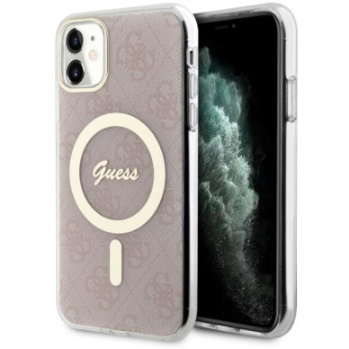 Dėklas Guess 4G MagSafe GUHMN61H4STP iPhone 11 Rožinis Dėklas Guess 4G MagSafe GUHMN61H4STP iPhone 11 Rožinis