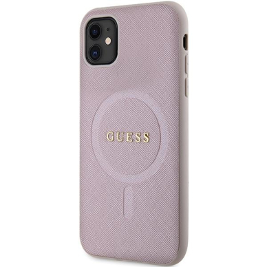 Dėklas Guess GUHMN61PSAHMCP   iPhone 11 / Xr - Rožinis Saffiano MagSafe 1 Dėklas Guess GUHMN61PSAHMCP   iPhone 11 / Xr - Rožinis Saffiano MagSafe 1