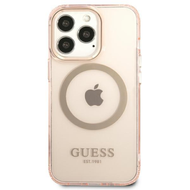 Dėklas Guess Gold Outline Translucent MagSafe GUHMP13LHTCMP iPhone 13 Pro / 13 Rožinis 2 Dėklas Guess Gold Outline Translucent MagSafe GUHMP13LHTCMP iPhone 13 Pro / 13 Rožinis 2