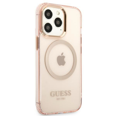 Dėklas Guess Gold Outline Translucent MagSafe GUHMP13LHTCMP iPhone 13 Pro / 13 Rožinis 3 Dėklas Guess Gold Outline Translucent MagSafe GUHMP13LHTCMP iPhone 13 Pro / 13 Rožinis 3