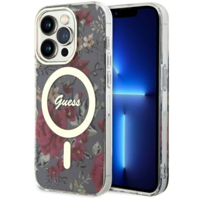 Dėklas Guess Flower MagSafe GUHMP14LHCFWSA iPhone 14 Pro Žalias Dėklas Guess Flower MagSafe GUHMP14LHCFWSA iPhone 14 Pro Žalias