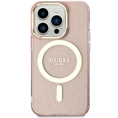 Dėklas Guess Glitter Gold MagSafe GUHMP14LHCMCGP iPhone 14 Pro Rožinis 2 Dėklas Guess Glitter Gold MagSafe GUHMP14LHCMCGP iPhone 14 Pro Rožinis 2