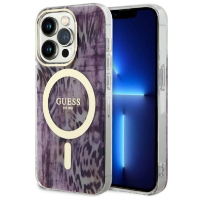 Dėklas Guess Leopard MagSafe GUHMP14LHLEOPWP iPhone 14 Pro Rožinis Dėklas Guess Leopard MagSafe GUHMP14LHLEOPWP iPhone 14 Pro Rožinis