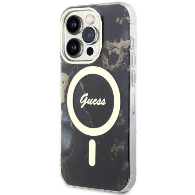 Dėklas Guess Golden Marble MagSafe GUHMP14LHTMRSK iPhone 14 Pro Juodas 1 Dėklas Guess Golden Marble MagSafe GUHMP14LHTMRSK iPhone 14 Pro Juodas 1