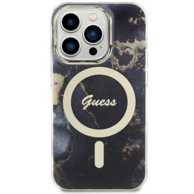 Dėklas Guess Golden Marble MagSafe GUHMP14LHTMRSK iPhone 14 Pro Juodas 2 Dėklas Guess Golden Marble MagSafe GUHMP14LHTMRSK iPhone 14 Pro Juodas 2