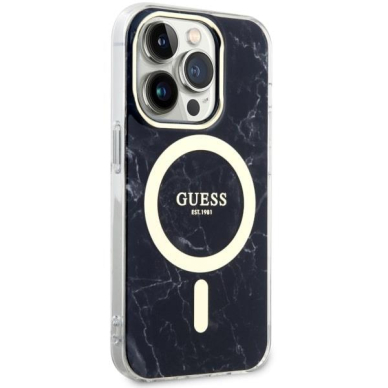 Dėklas Guess Marble MagSafe GUHMP14LPCUMAK iPhone 14 Pro Juodas 3 Dėklas Guess Marble MagSafe GUHMP14LPCUMAK iPhone 14 Pro Juodas 3