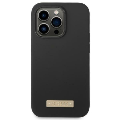 Dėklas Guess Silicone Logo Plate MagSafe GUHMP14LSBPLK iPhone 14 Pro Juodas 2 Dėklas Guess Silicone Logo Plate MagSafe GUHMP14LSBPLK iPhone 14 Pro Juodas 2
