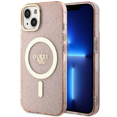 Dėklas Guess Glitter Gold MagSafe GUHMP14MHCMCGP iPhone 14 Plus Rožinis Dėklas Guess Glitter Gold MagSafe GUHMP14MHCMCGP iPhone 14 Plus Rožinis