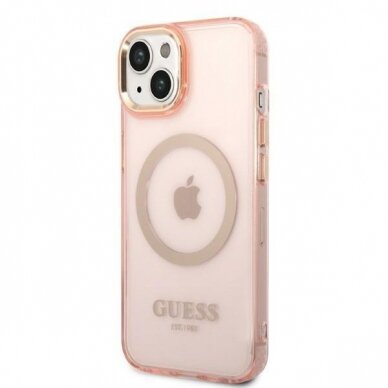 Dėklas Guess Gold Outline Translucent MagSafe GUHMP14MHTCMP iPhone 14 Plus Rožinis 1 Dėklas Guess Gold Outline Translucent MagSafe GUHMP14MHTCMP iPhone 14 Plus Rožinis 1