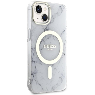 Dėklas Guess Marble MagSafe GUHMP14MPCUMAH iPhone 14 Plus Baltas 3 Dėklas Guess Marble MagSafe GUHMP14MPCUMAH iPhone 14 Plus Baltas 3