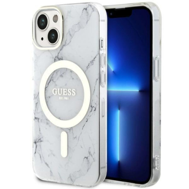 Dėklas Guess Marble MagSafe GUHMP14MPCUMAH iPhone 14 Plus Baltas Dėklas Guess Marble MagSafe GUHMP14MPCUMAH iPhone 14 Plus Baltas