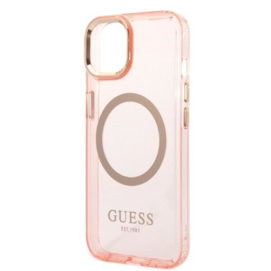 Dėklas Guess Gold Outline Translucent MagSafe GUHMP14SHTCMP iPhone 14 Rožinis 5 Dėklas Guess Gold Outline Translucent MagSafe GUHMP14SHTCMP iPhone 14 Rožinis 5