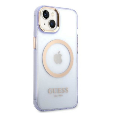 Dėklas Guess Gold Outline Translucent MagSafe GUHMP14SHTCMU iPhone 14 Purpurinis 3 Dėklas Guess Gold Outline Translucent MagSafe GUHMP14SHTCMU iPhone 14 Purpurinis 3